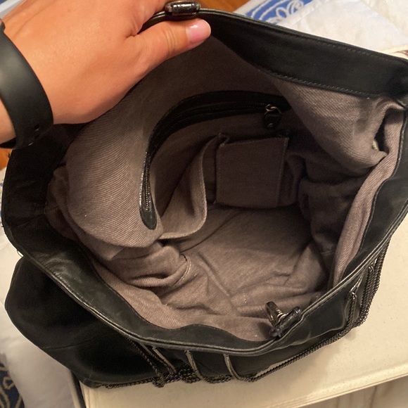 Black Leather Purse with Chain Detail - Picture 2 of 3